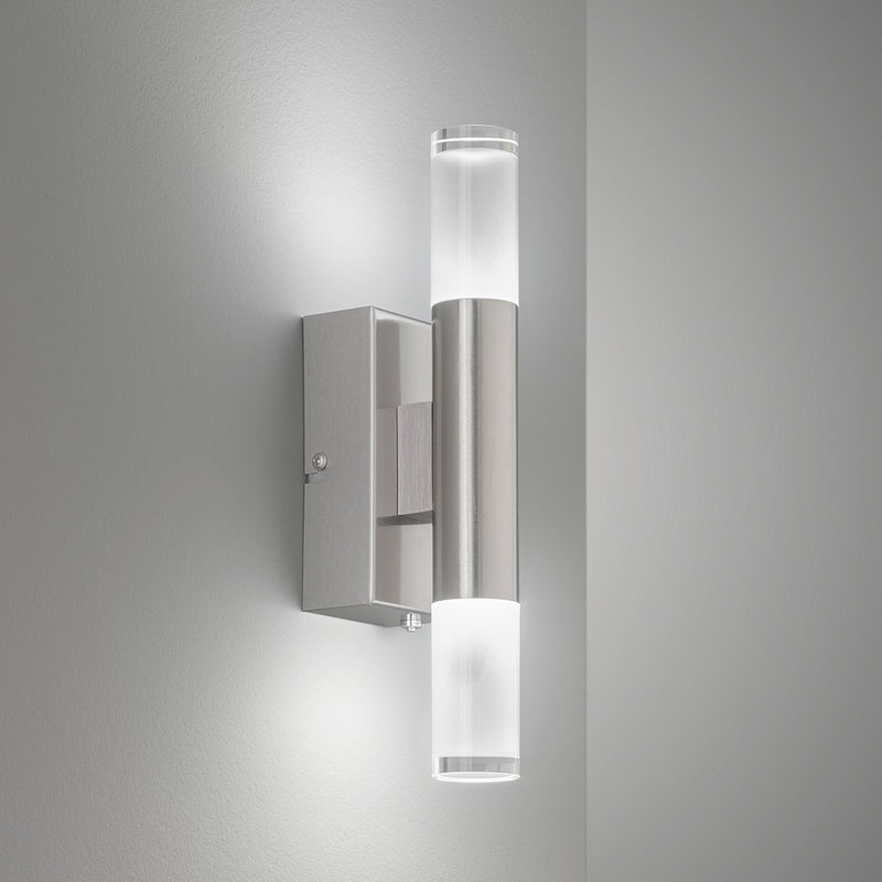 Fischer & Honsel Nyra lámpara de pared 2L, níquel LED