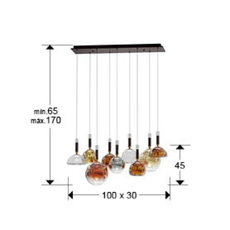 Schuller Charlize II 9L linear suspension ceiling lamp W 100cm