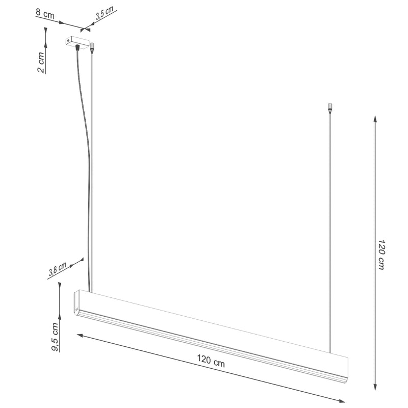 Linear suspension lamp Sollux Lighting Lykke 1 LED wood oak