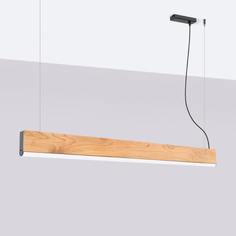 Linear suspension lamp Sollux Lighting Lykke 1 LED wood oak