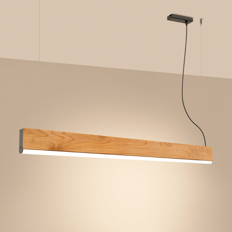 Linear suspension lamp Sollux Lighting Lykke 1 LED wood oak