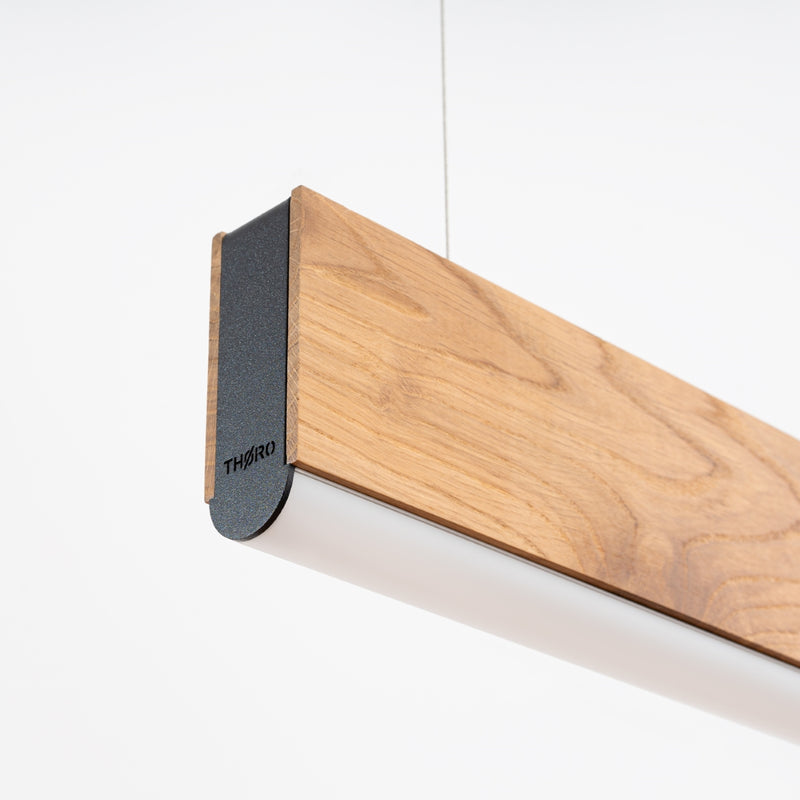 Linear suspension lamp Sollux Lighting Lykke 1 LED wood oak