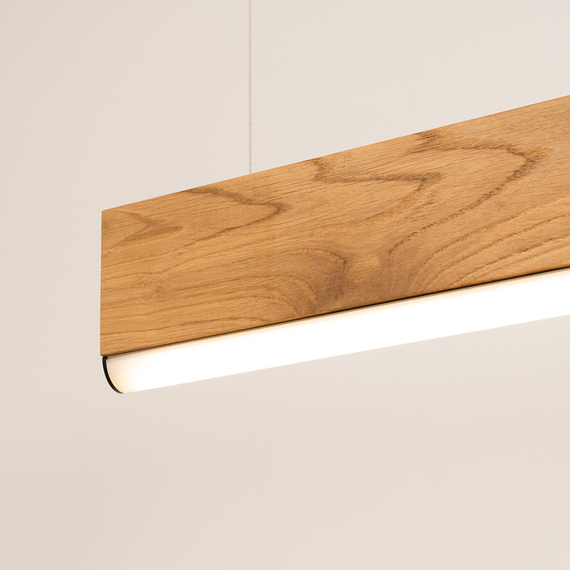 Linear suspension lamp Sollux Lighting Lykke 1 LED wood oak