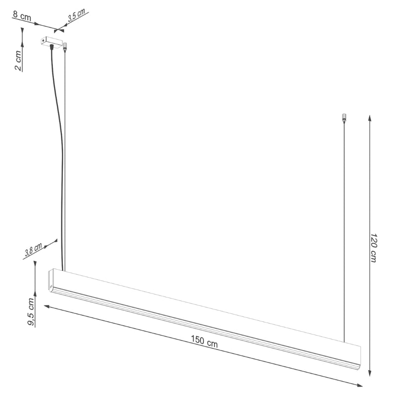 Linear suspension lamp Sollux Lighting Lykke 1 LED wood oak