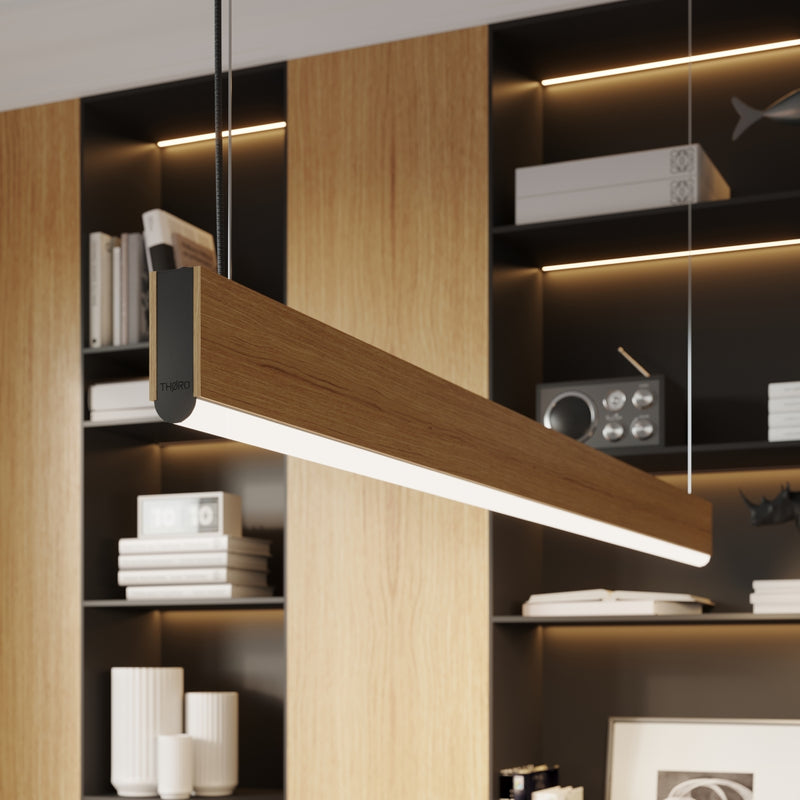 Linear suspension lamp Sollux Lighting Lykke 1 LED wood oak