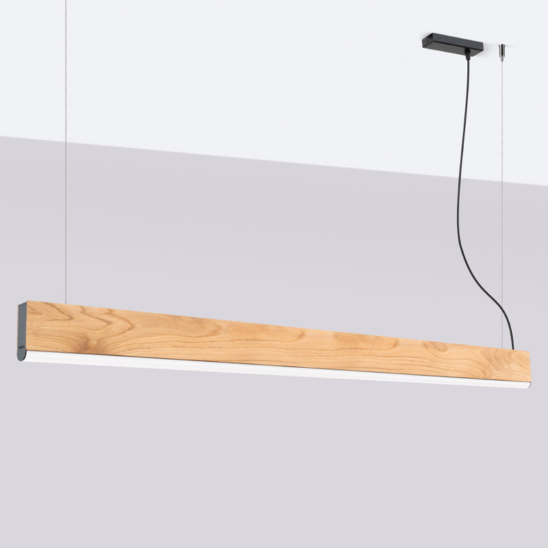 Linear suspension lamp Sollux Lighting Lykke 1 LED wood oak