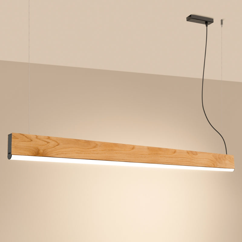 Linear suspension lamp Sollux Lighting Lykke 1 LED wood oak