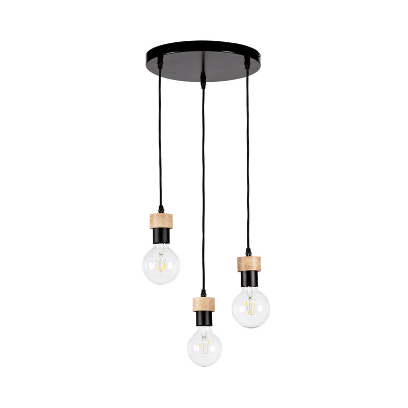 Clarte Pendant 3xE27 Max.60W Black/Oiled Oak