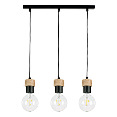 Clarte Pendant Lamp 3xE27 Max.60W Black/Oiled Oak/Black