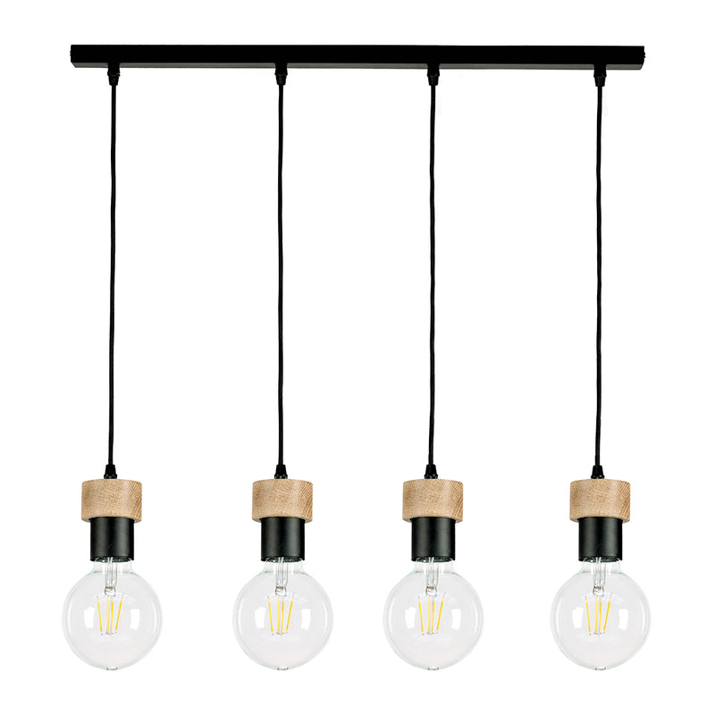 Clarte Pendant Lamp 4xE27 Max.60W Black/Oiled Oak/Black