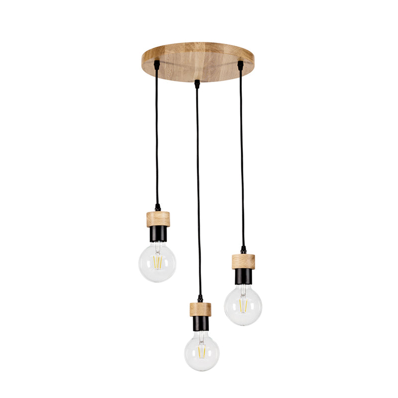 Clarte Wood Pendant 3xE27 Max.60W Oiled Oak/Black