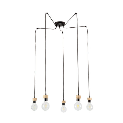 Clarte Pendant 5xE27 Max.60W Black/Oiled Oak