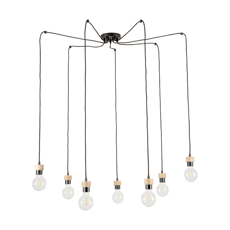 Clarte Pendant 7xE27 Max.60W Black/Oiled Oak