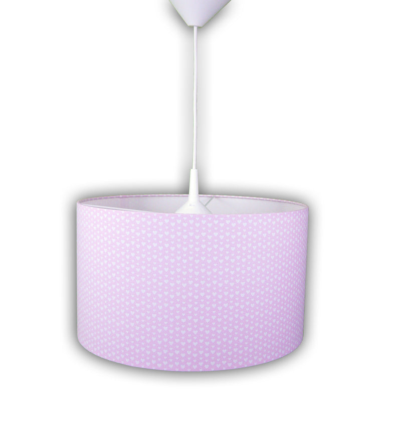 Stoffen hanglamp mini hartjes wit/roze