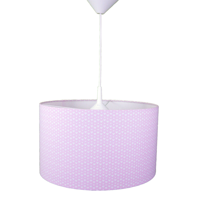 Lampada a sospensione in tessuto mini cuori bianco/rosa