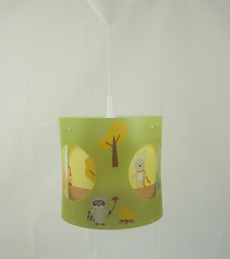 Turning pendant lamp forest animals