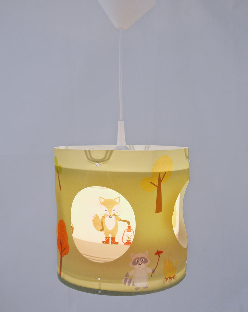 Turning pendant lamp forest animals