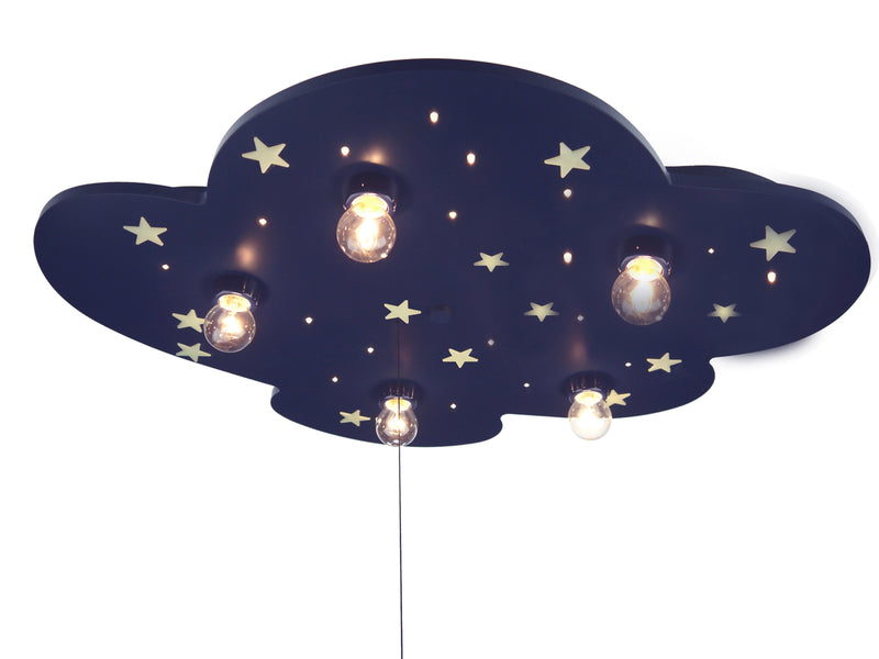 Ceiling lamp cloud blue with fluorescent. Star