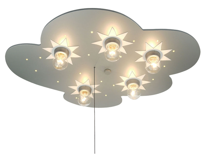 Plafondlamp wolk, titanium met sterren