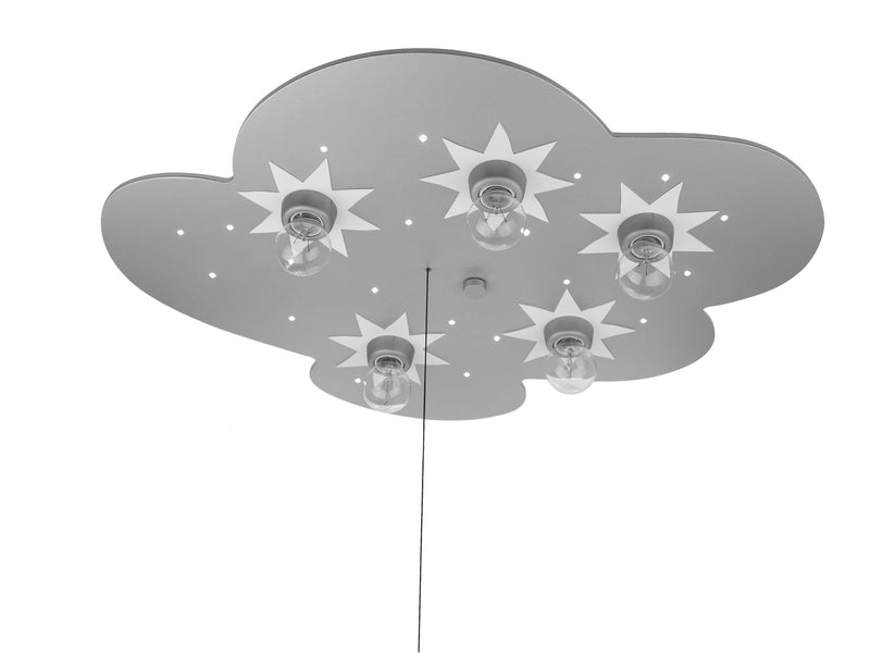 Ceiling lamp cloud, titanium with stars