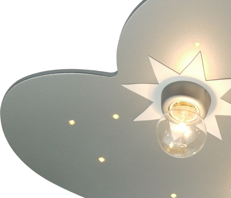 Plafondlamp wolk, titanium met sterren