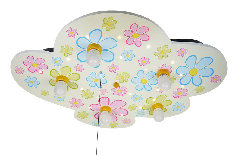 Ceiling light cloud, colorful flowers