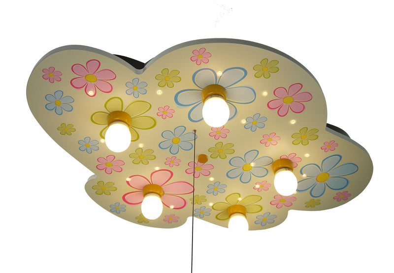 Ceiling light cloud, colorful flowers