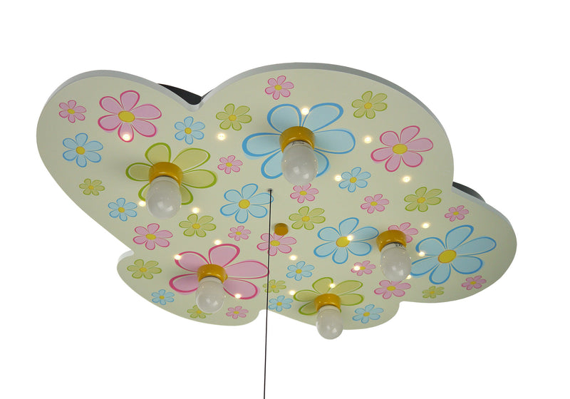 Ceiling light cloud, colorful flowers