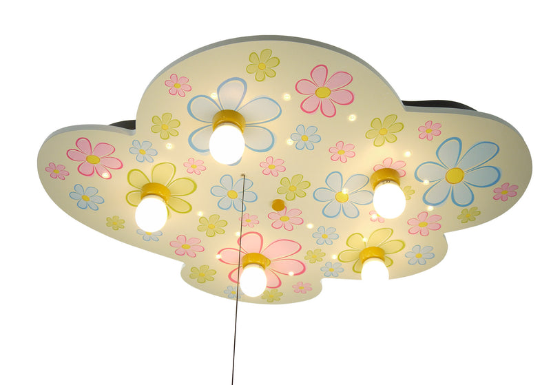 Ceiling light cloud, colorful flowers