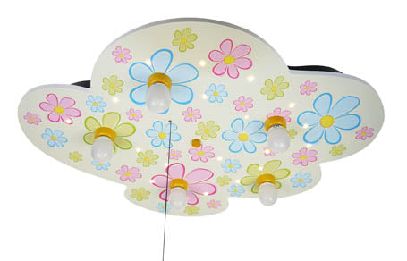 Deckenlampe Wolke, bunte Blumen „Amazon Alexa kompatibel“