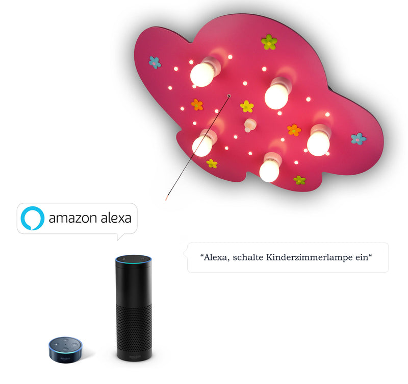 Plafondlamp, bloemenweide, Magenta "Amazon Alexa-compatibel"