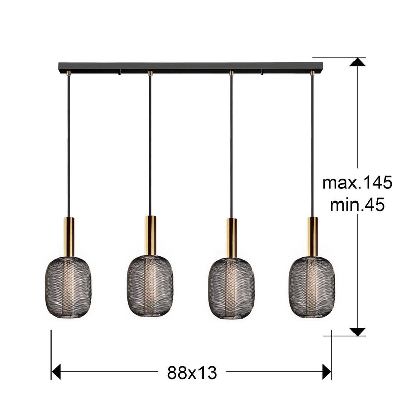 Schuller Micryn 4L linear suspension ceiling lamp W 88cm