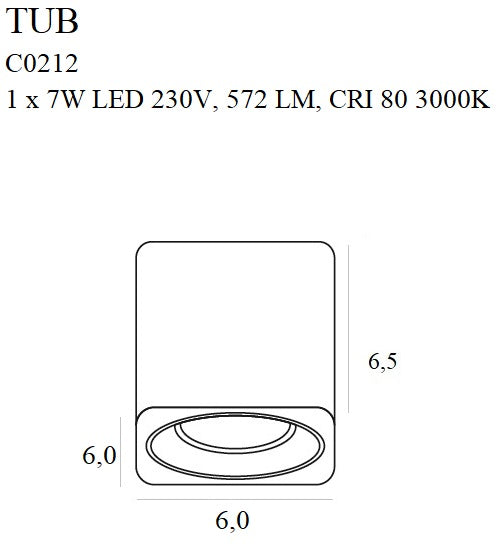 Maxlight Tub 1L ceiling spotlight square LED, black