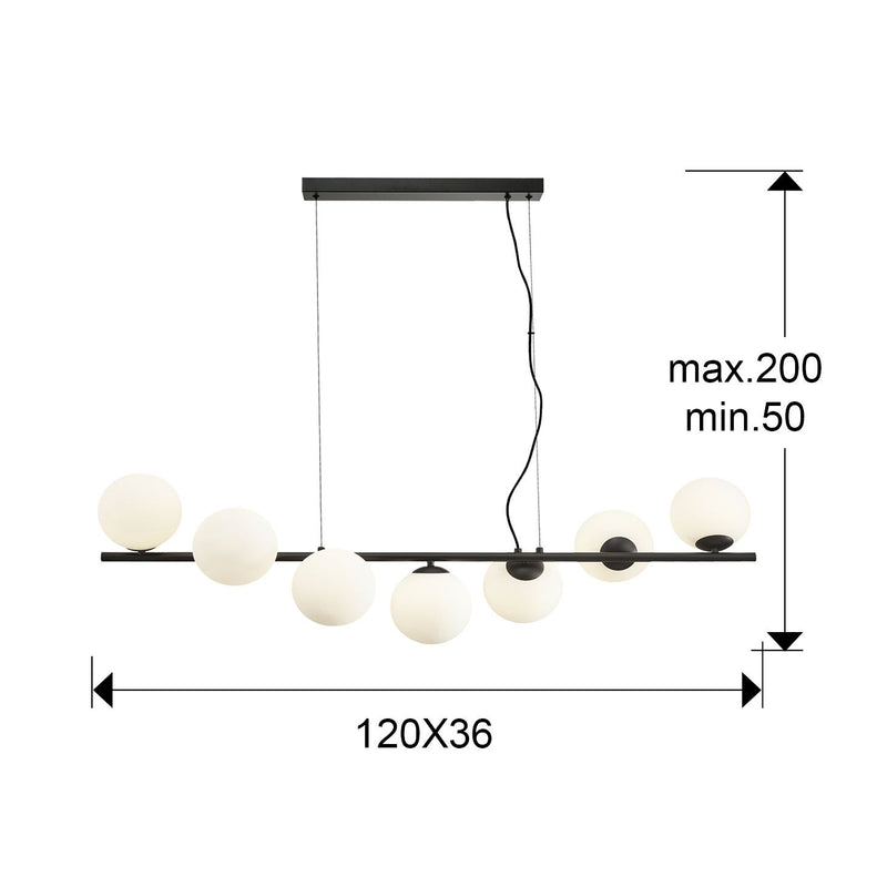 Schuller Inoa 7L linear suspension ceiling lamp G9 W 120cm