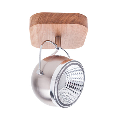 Ball Wood Wall lamp incl.1xGU10 5,5W LED Oiled oak / Satin / Chrome