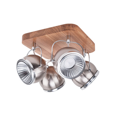 Ball Wood Ceiling Lamp incl.4xGU10 5,5W LED Oiled oak / Satin / Chrome