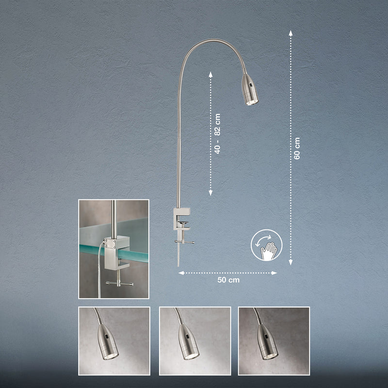 Fischer & Honsel Sten lámpara de escritorio de mesa 1L, níquel LED