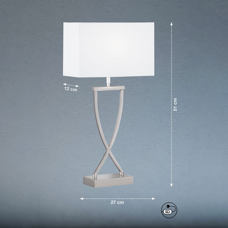 Fischer & Honsel Anni lámpara de mesa 1L Al. 51cm, níquel E27