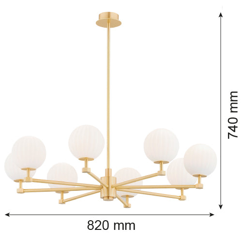Argon Paloma 8L chandelier E14 H 74cm