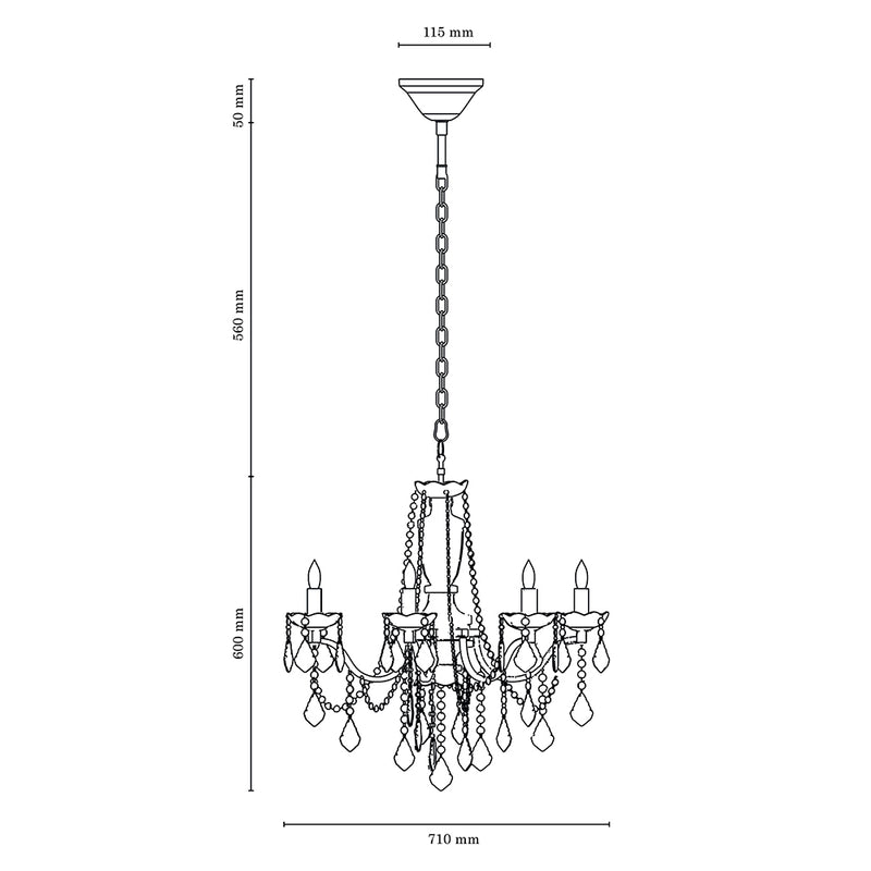 Odessa Chandelier 8xE14 Max.40W Chrome/Transparent