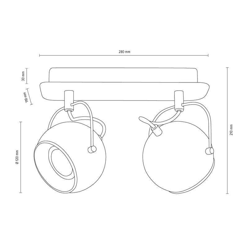 Ball Concrete Ceiling Lamp Incl.2xLED GU10 5W Gray/Satin