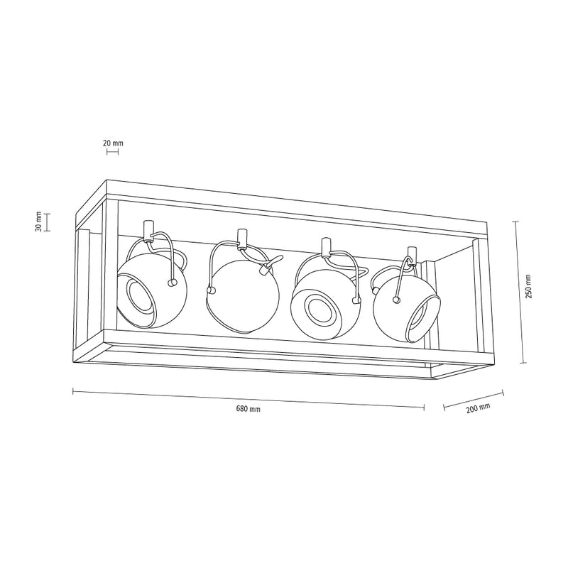 Roy Ceiling Lamp Incl.2xLED GU10 5W Oiled Oak/Black