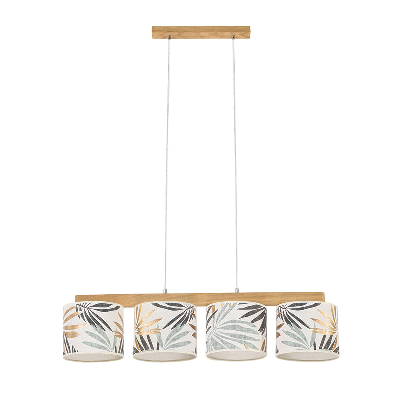 Hoja Pendant Lamp 4xE27 Max.25W Oiled Oak/Transparent PVC/Multicolor