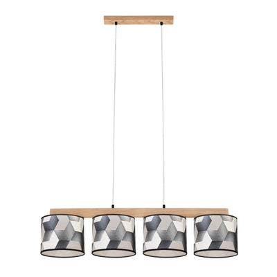 Espacio Pendant Lamp 4xE27 Max.25W Oiled Oak/Transparent PVC/Multicolor