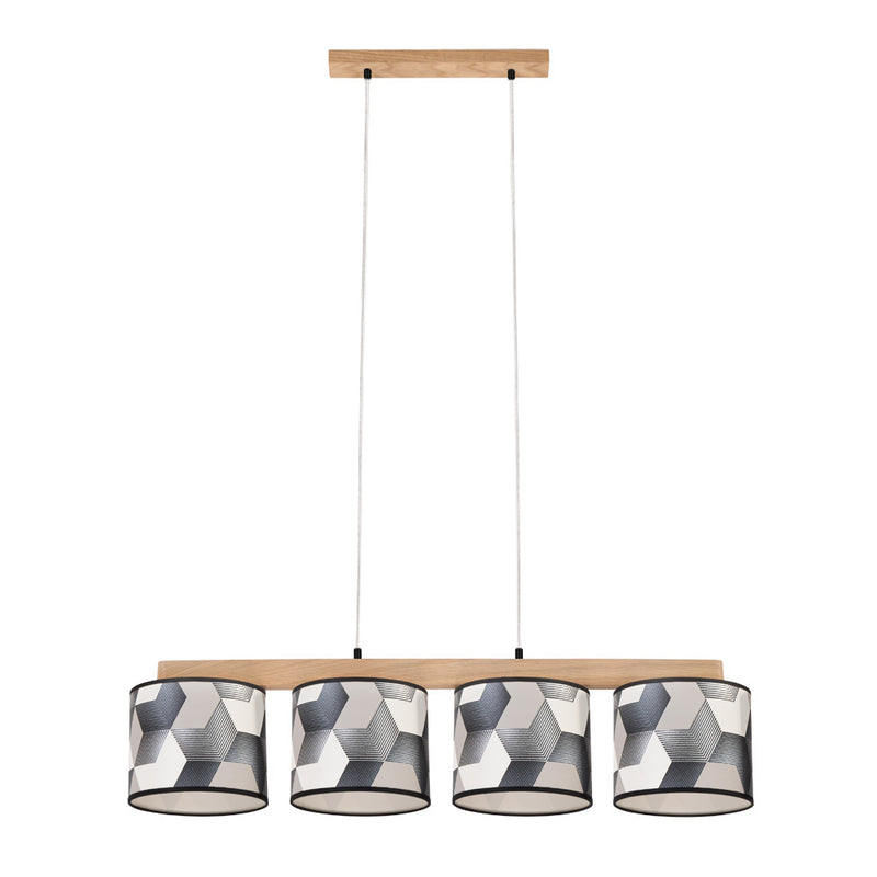 Espacio Pendant Lamp 4xE27 Max.25W Oiled Oak/Transparent PVC/Multicolor