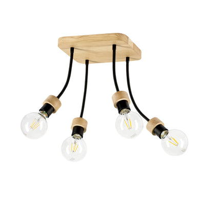 Allumer Ceiling Lamp 4xE27 Max.25W Oiled Oak/Black