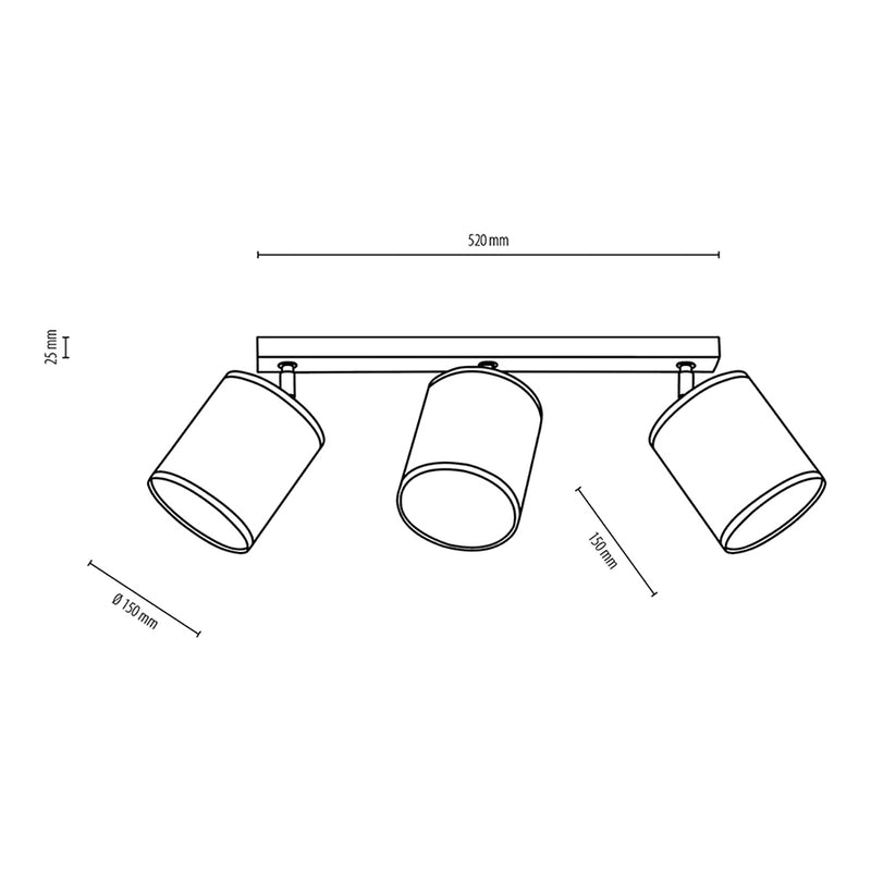 Britop Lighting Hoja 3L monorail kattovalaisin E27, leveys 52cm