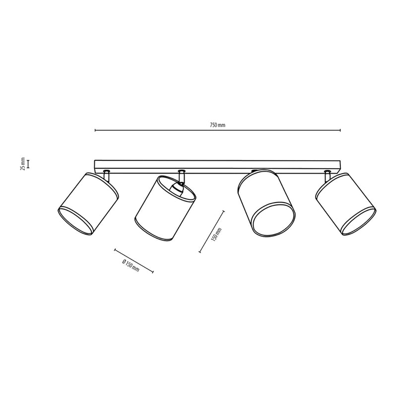 Britop Lighting Hoja 4L monorail ceiling lamp E27, W 75cm