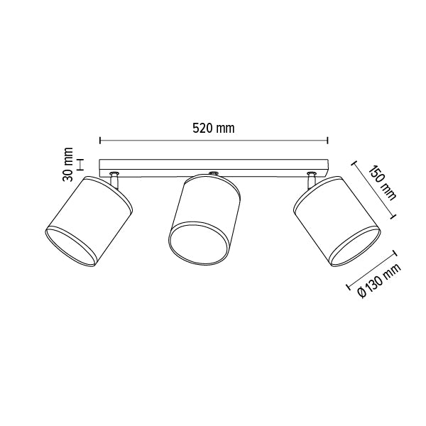 Britop Lighting Espacio 3L monorail plafondlamp E27, B 52cm