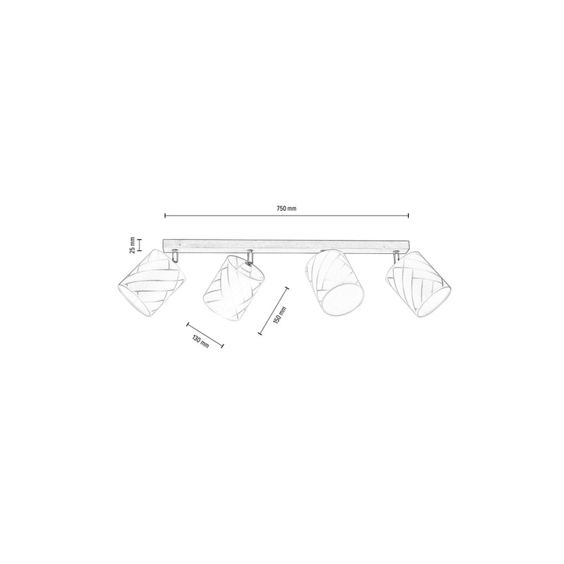 Britop Lighting Punto 4L Einschienen-Deckenleuchte E27, B 75 cm